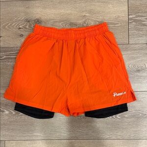 Pudolla Orange Athletic Shorts with Liner